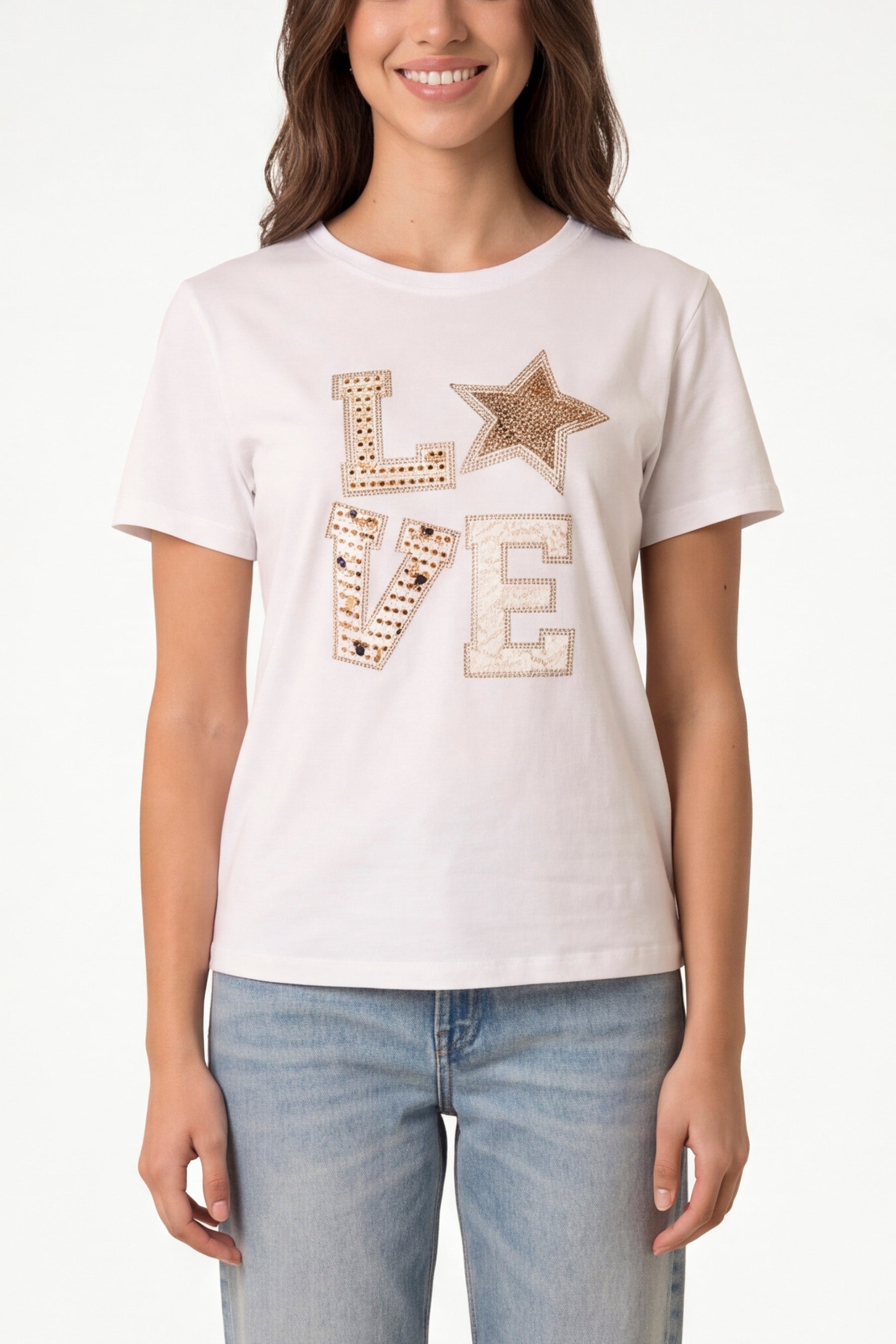Love Printed Graphic Embellished T-Shirt
