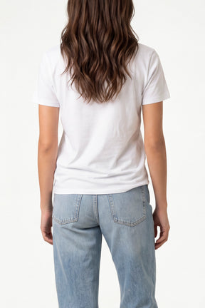 Gold Embellished Bow Patch Short Sleeve T-Shirt