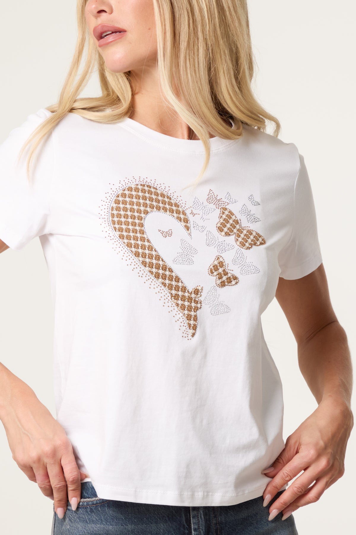 Embellished Butterfly Cotton T-Shirt