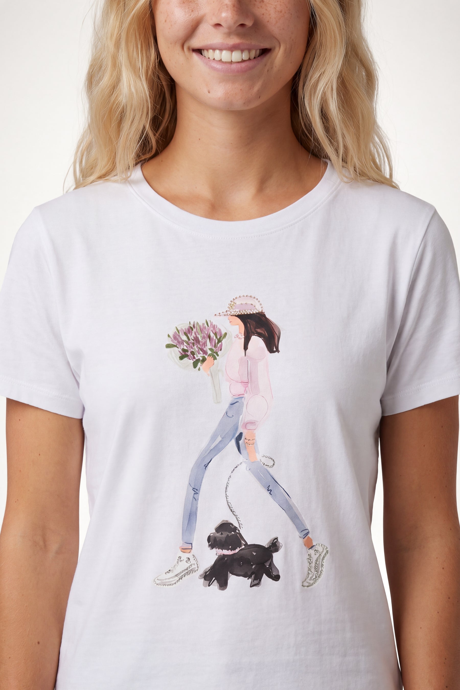 Embellished Watercolour Girl T-Shirt
