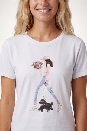Embellished Watercolour Girl T-Shirt