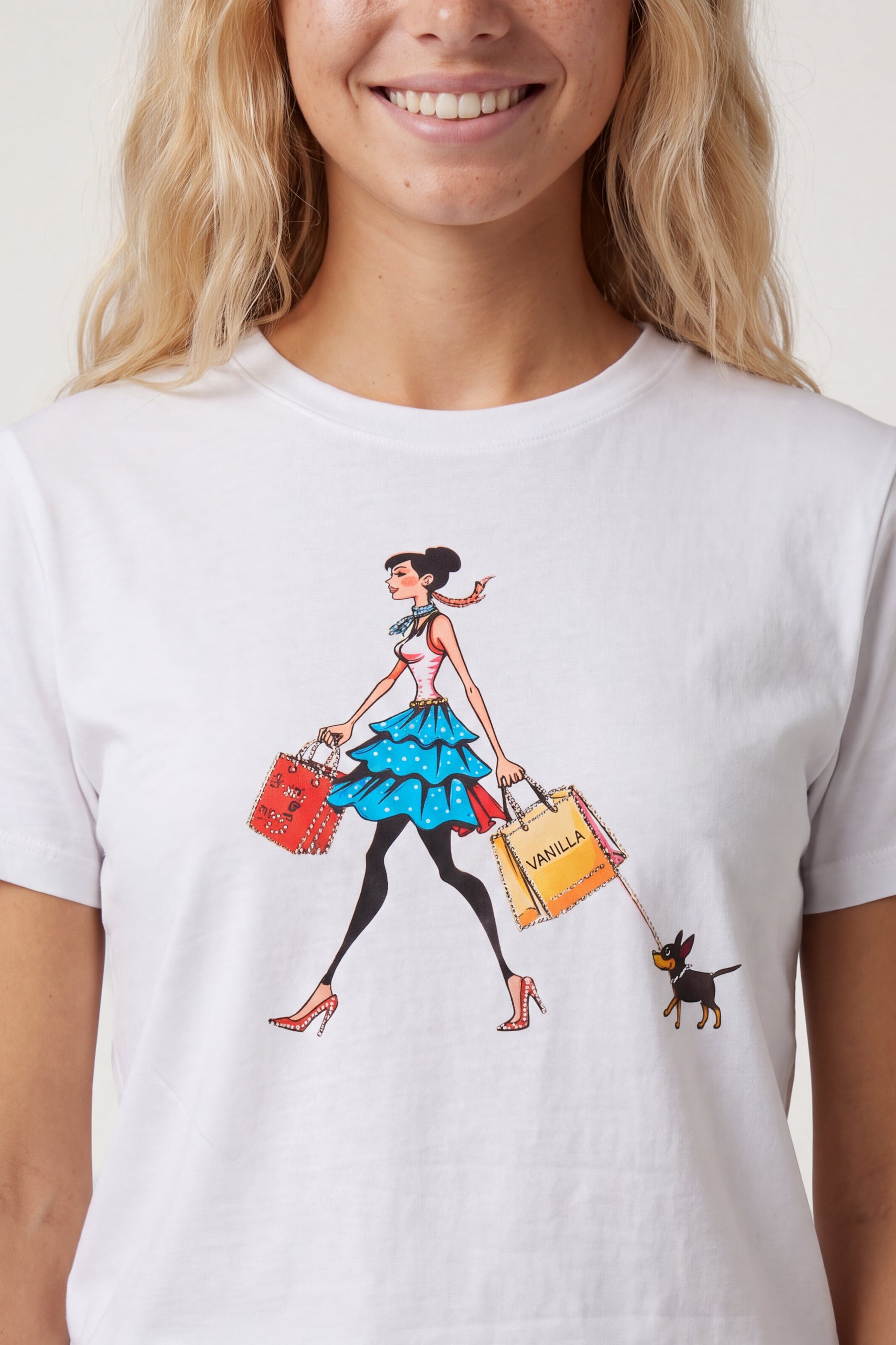 Embellished Shopping Girl  T-Shirt