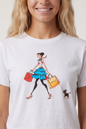 Embellished Shopping Girl  T-Shirt