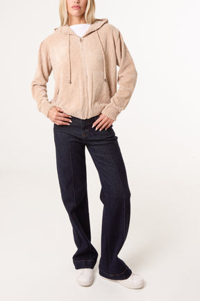 Chenille Zip Through Cardigan