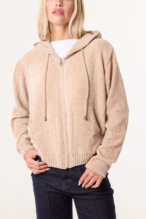 Chenille Zip Through Cardigan