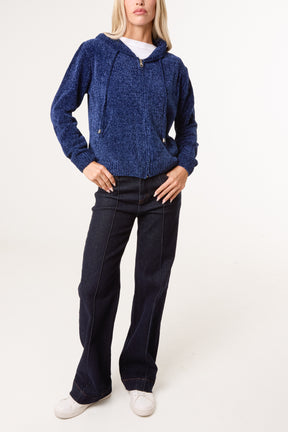 Chenille Zip Through Cardigan