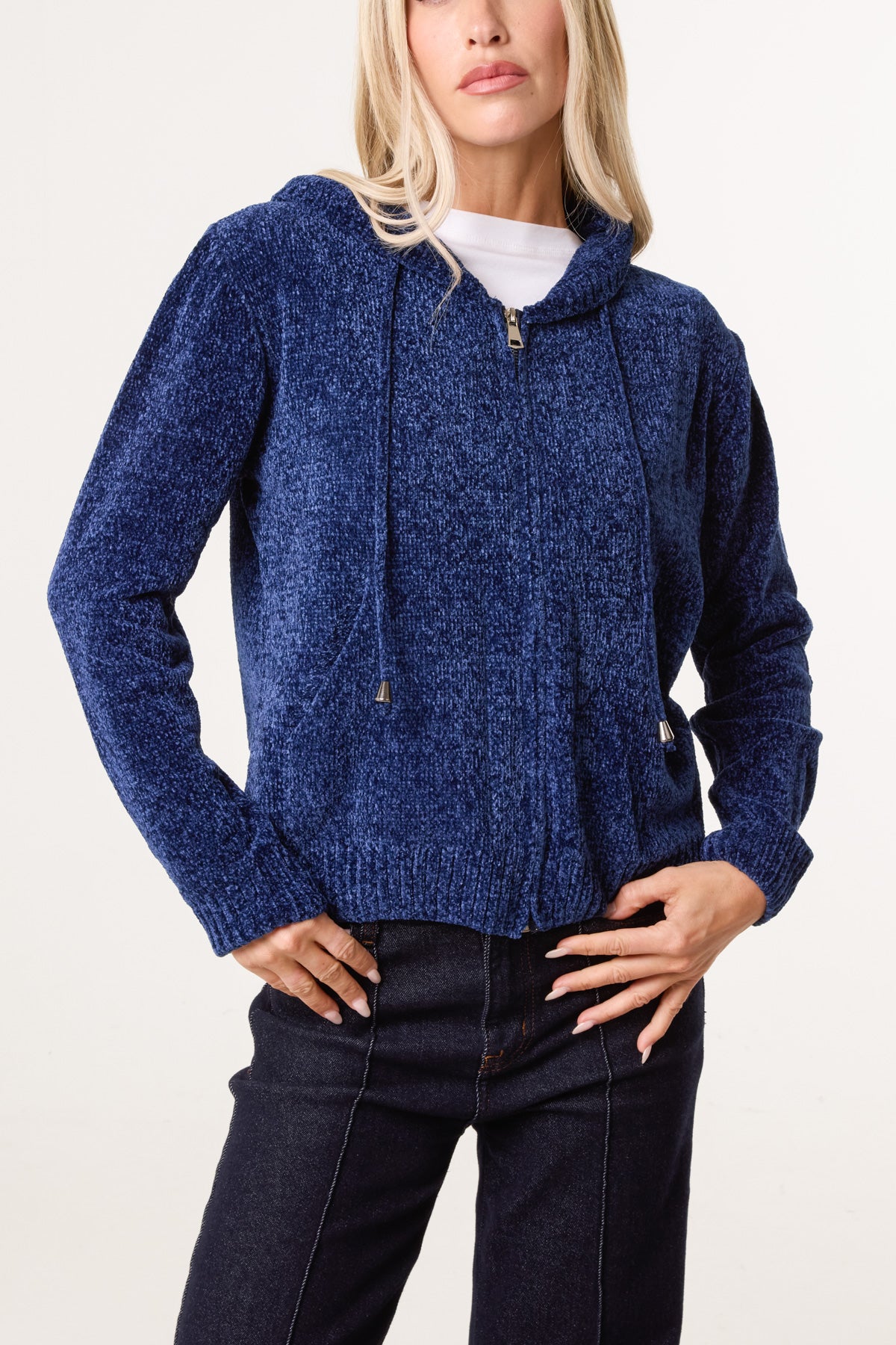 Chenille Zip Through Cardigan