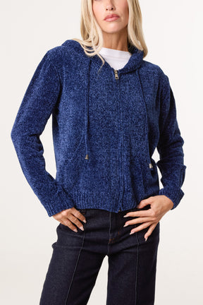 Chenille Zip Through Cardigan