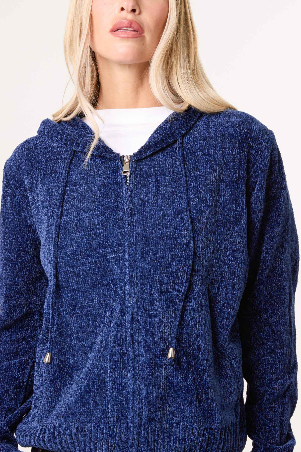 Chenille Zip Through Cardigan