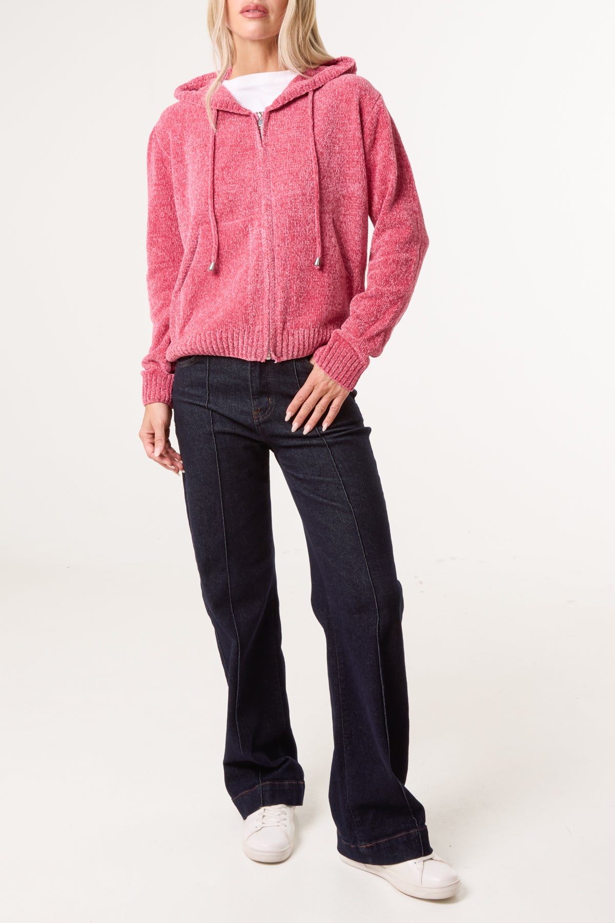 Chenille Zip Through Cardigan