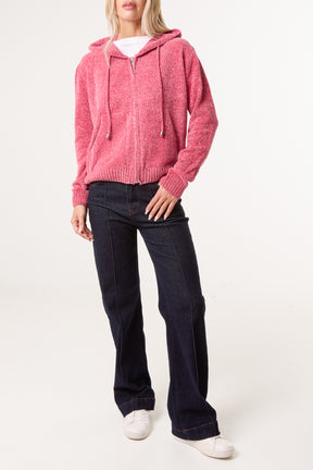 Chenille Zip Through Cardigan