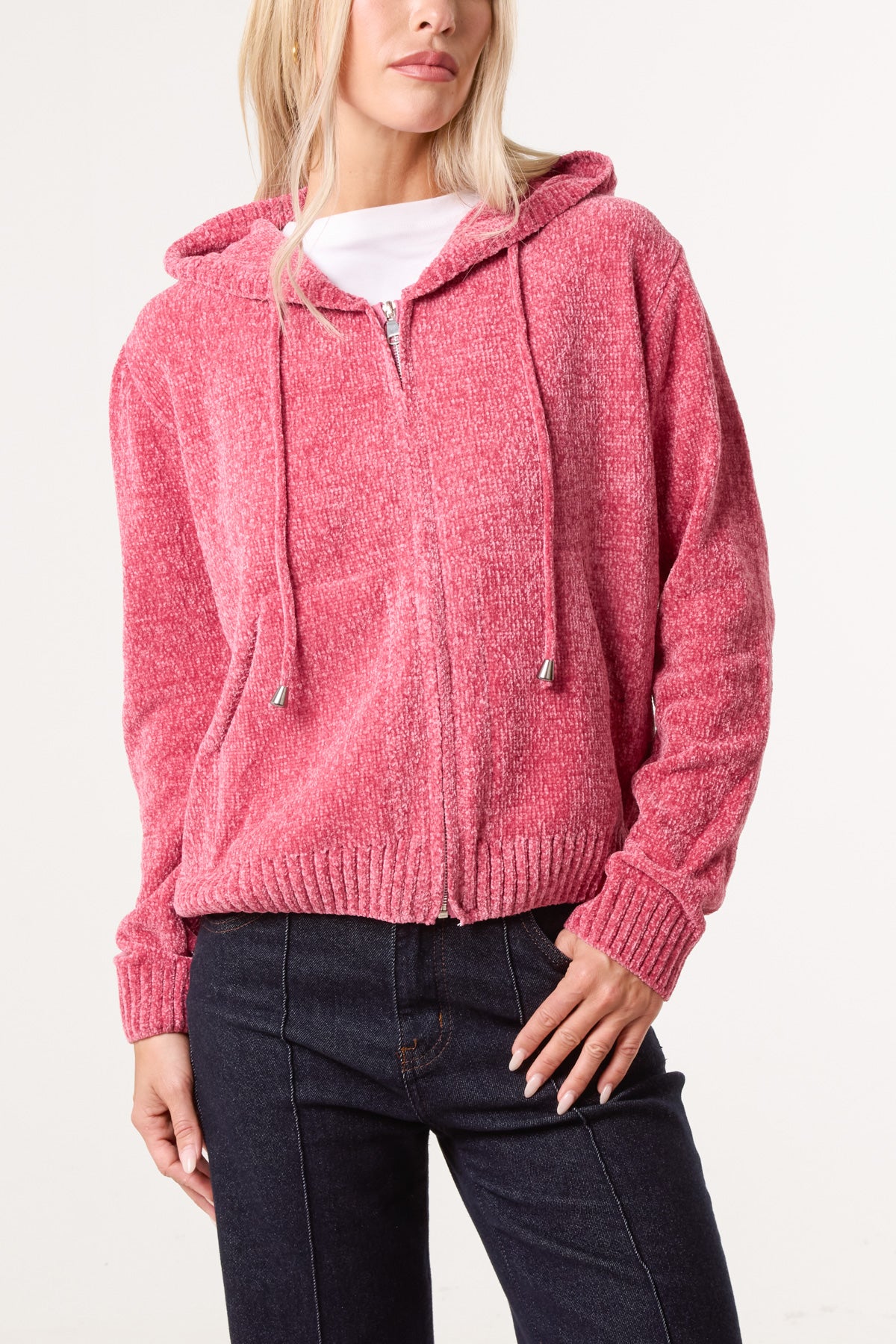 Chenille Zip Through Cardigan