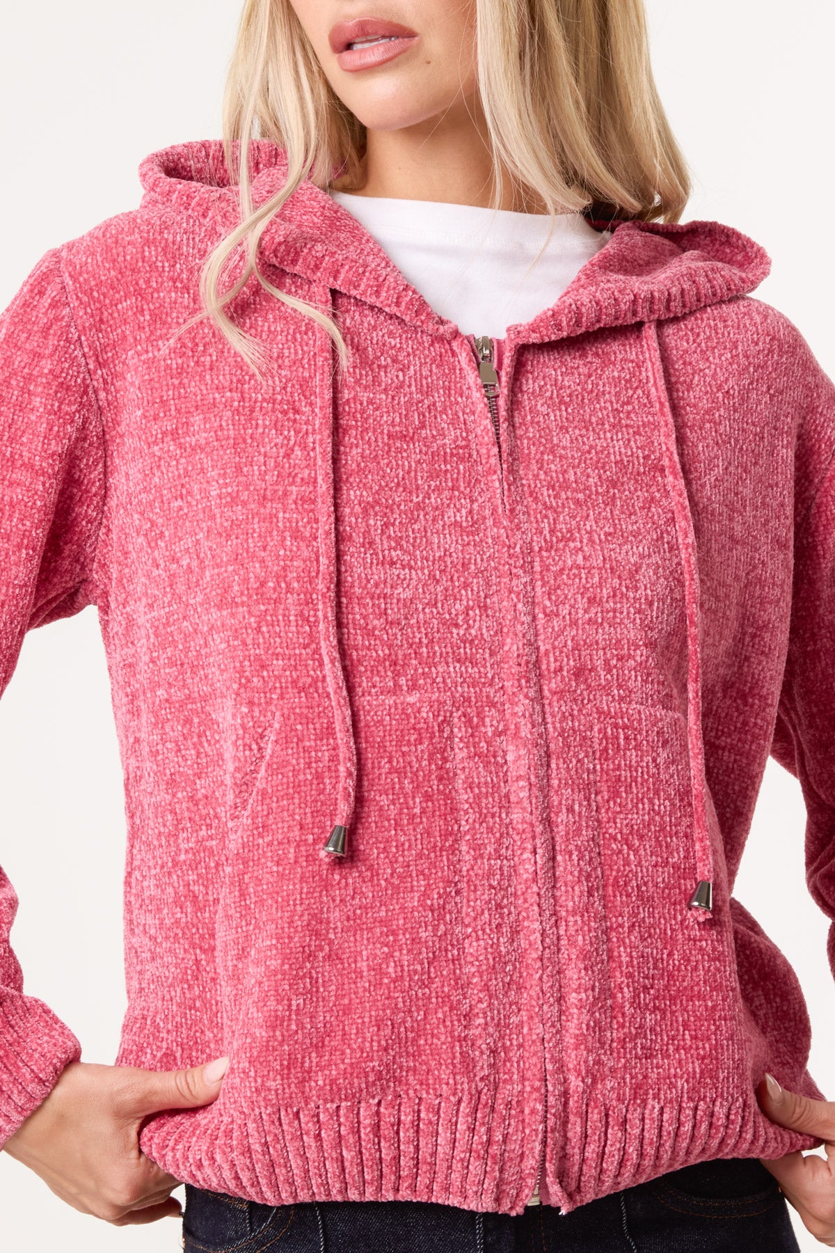 Chenille Zip Through Cardigan