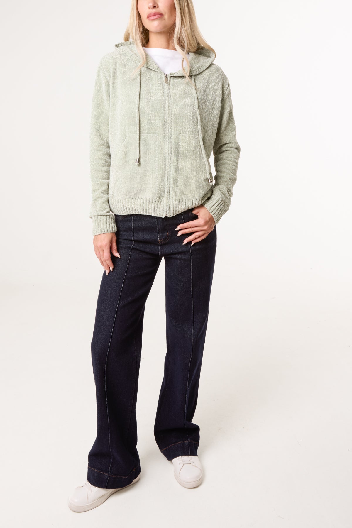 Chenille Zip Through Cardigan