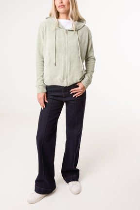 Chenille Zip Through Cardigan
