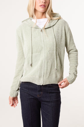 Chenille Zip Through Cardigan