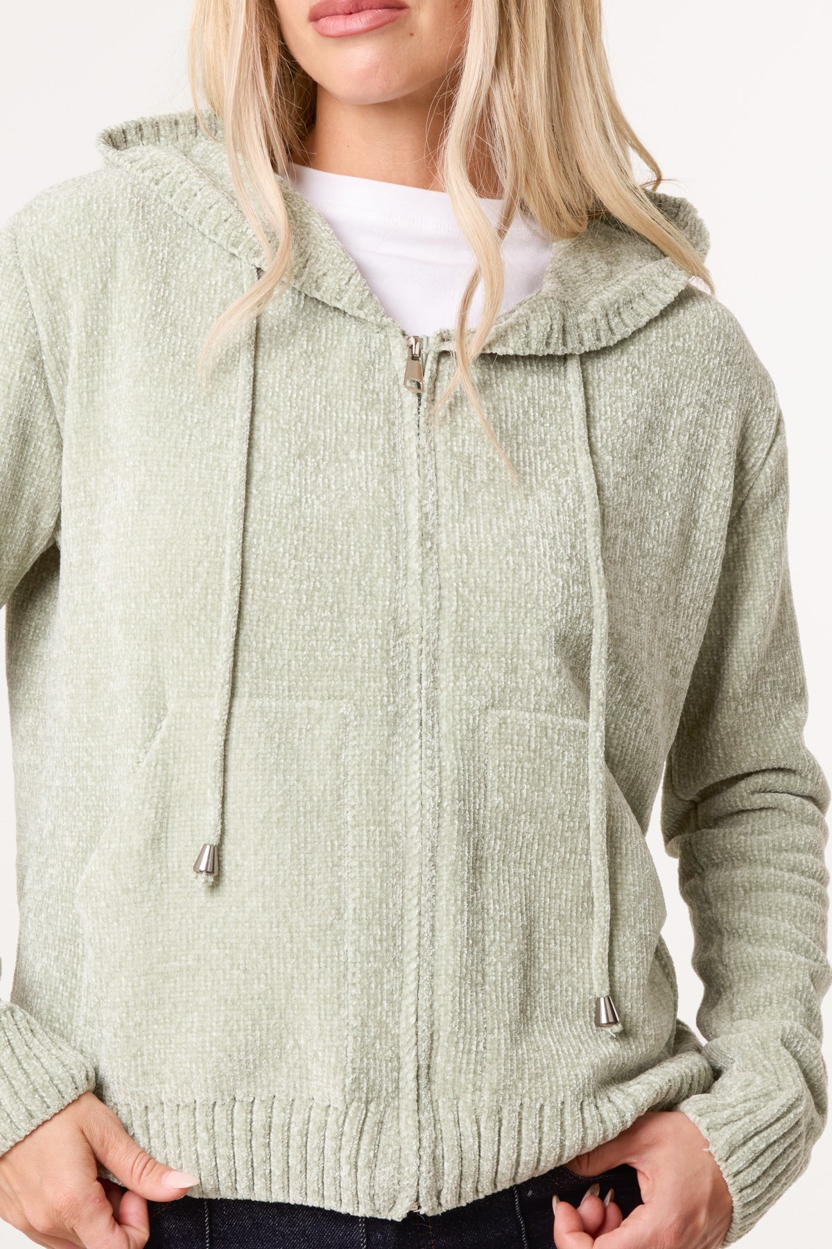 Chenille Zip Through Cardigan
