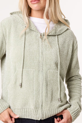 Chenille Zip Through Cardigan