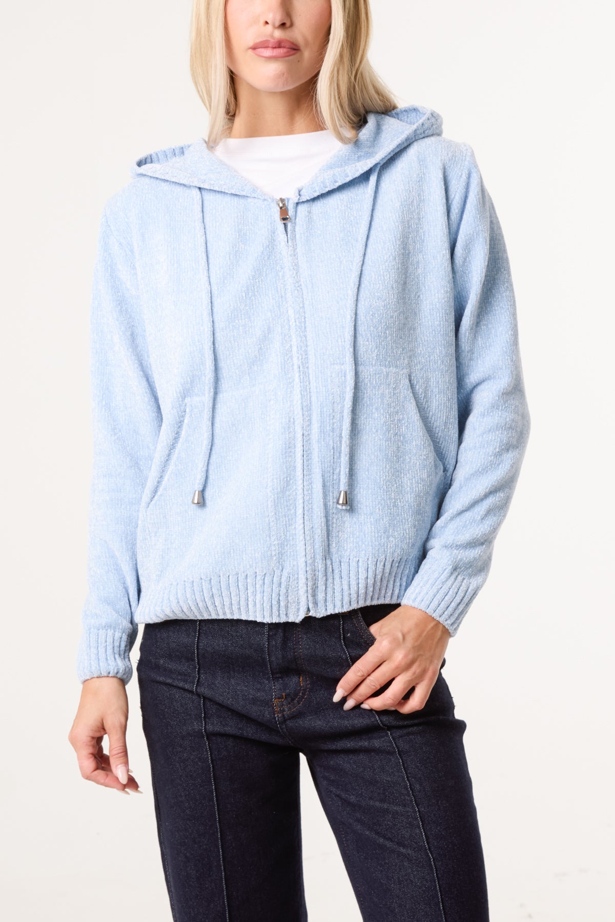 Chenille Zip Through Cardigan