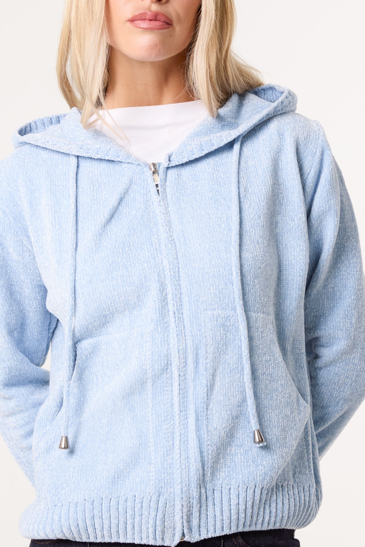 Chenille Zip Through Cardigan