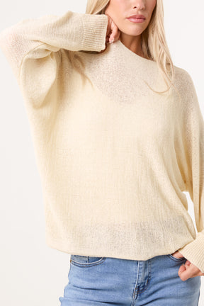 Round Neck Tape Yarn Light Knit Jumper