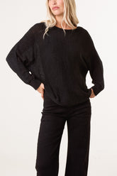 Round Neck Tape Yarn Light Knit Jumper