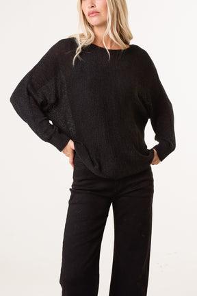 Round Neck Tape Yarn Light Knit Jumper