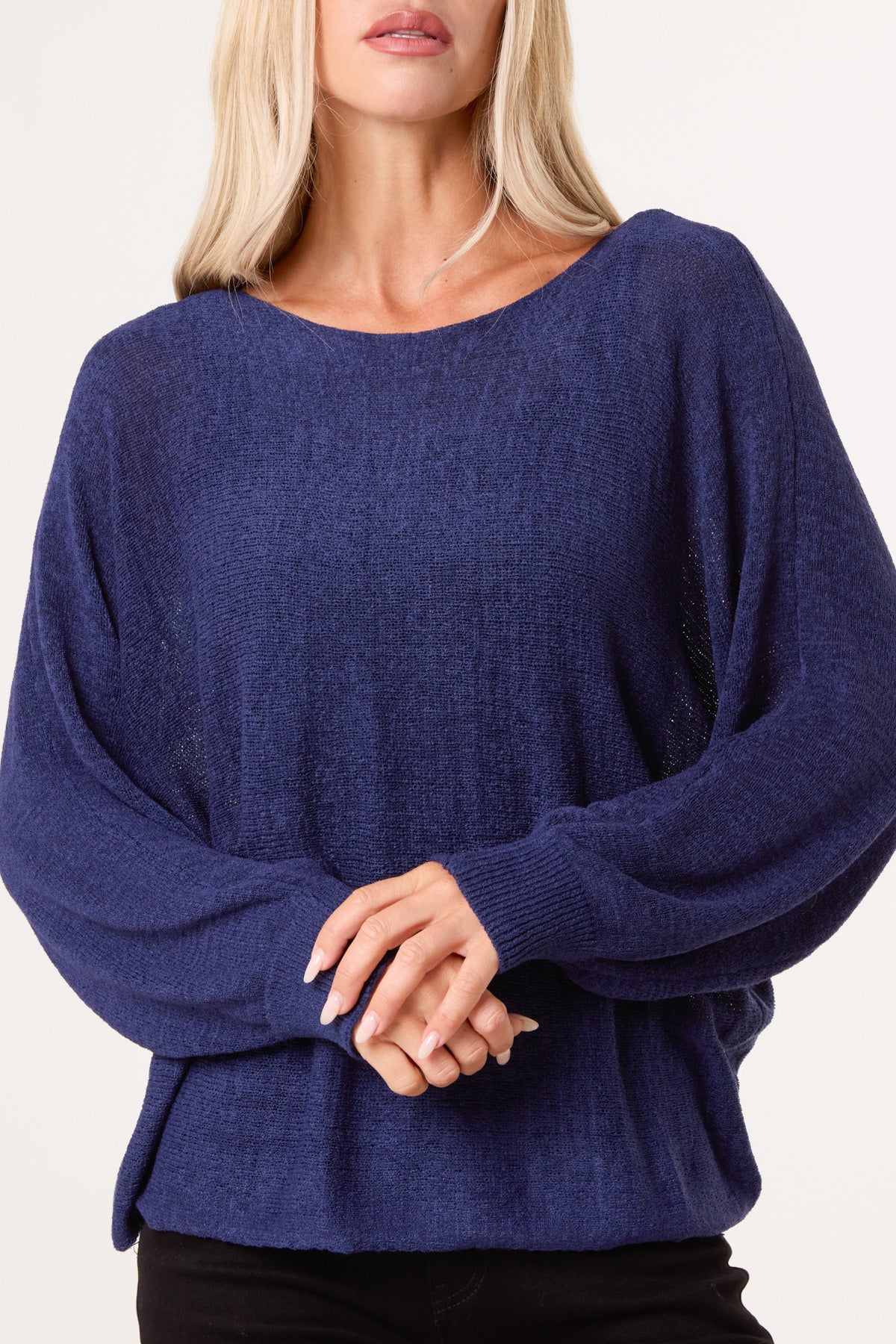 Round Neck Tape Yarn Light Knit Jumper