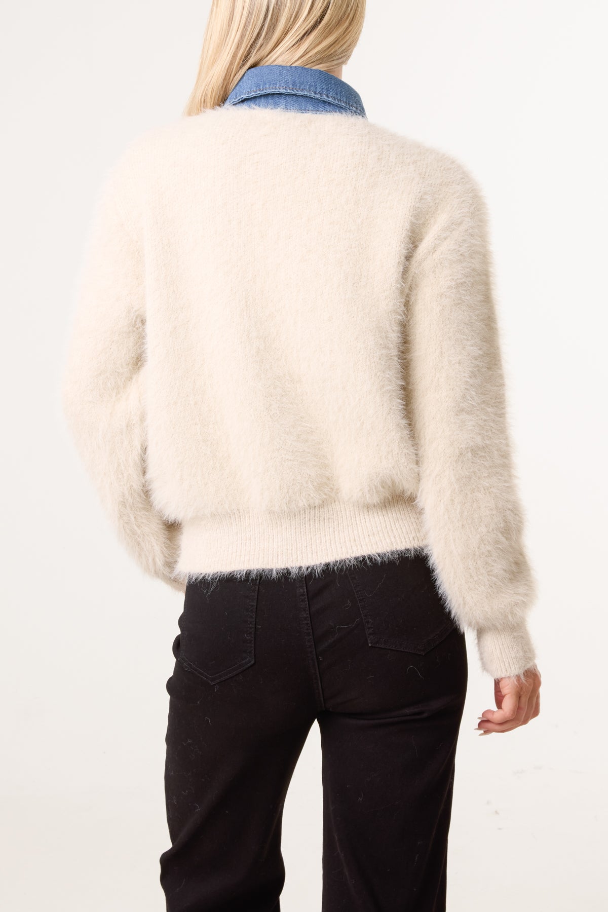 Denim Shirt Collar Jumper
