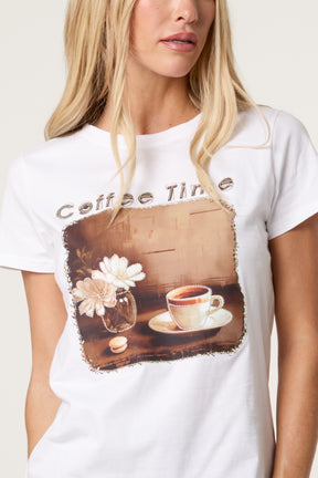 Coffee Time Embellished T-shirt