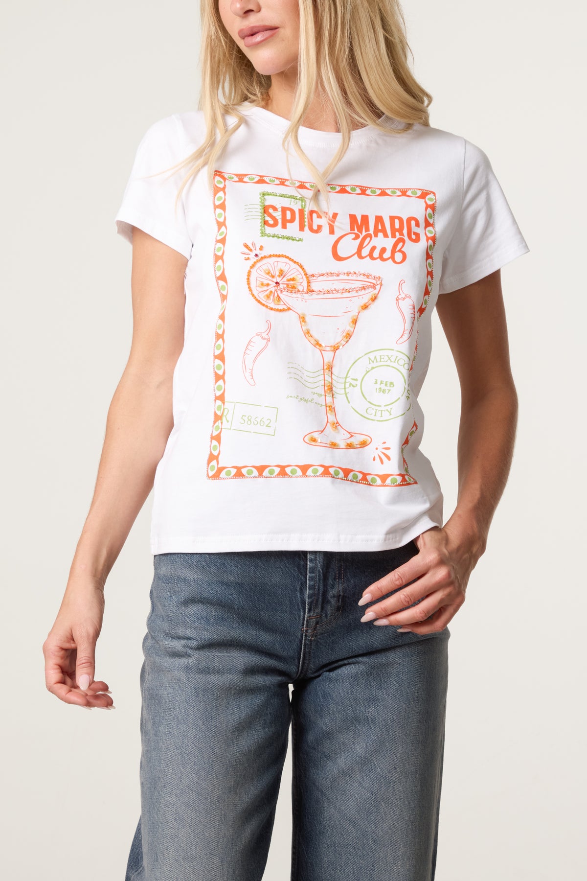Spicy Margarita Club Embellished T-Shirt