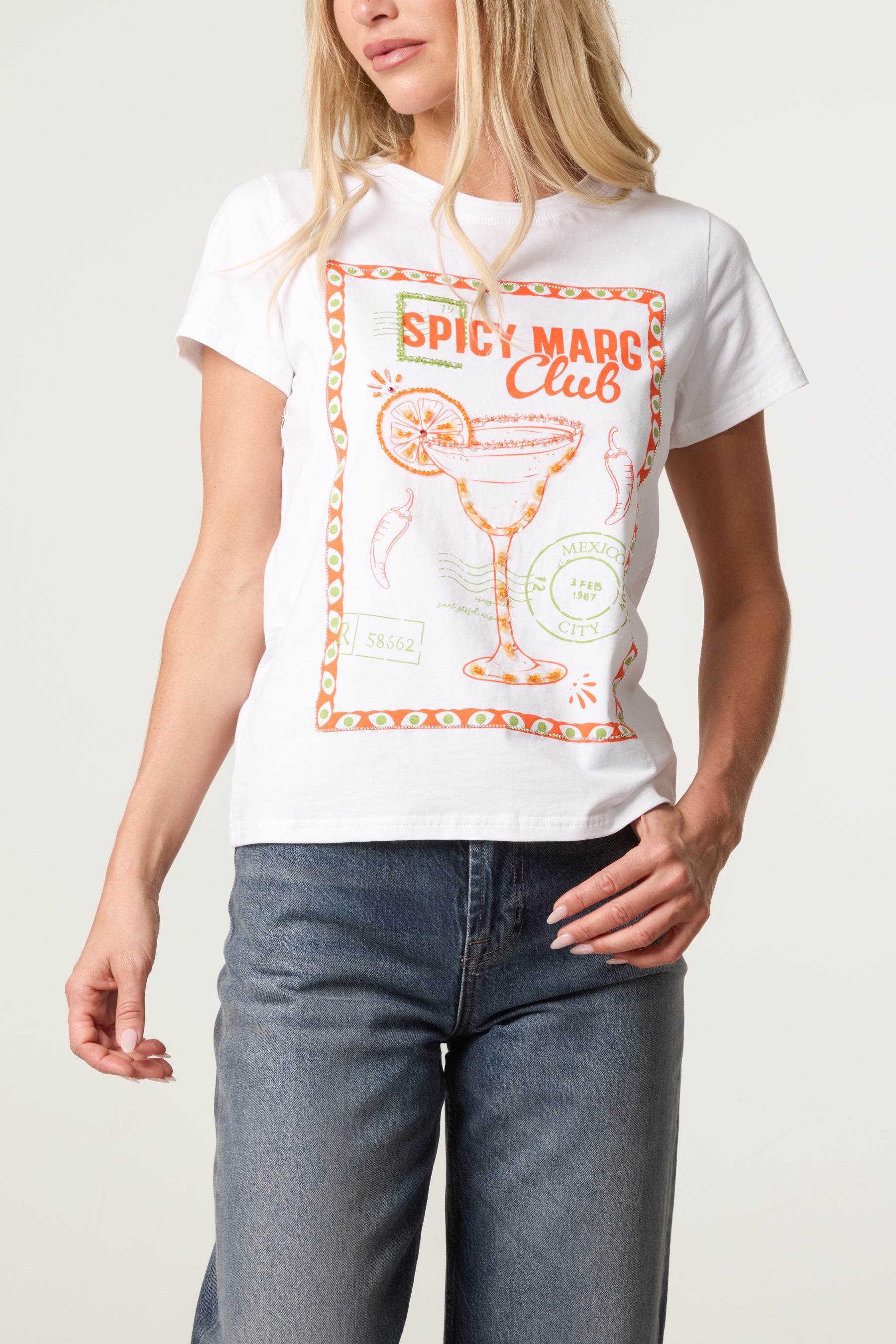 Spicy Margarita Club Embellished T-Shirt