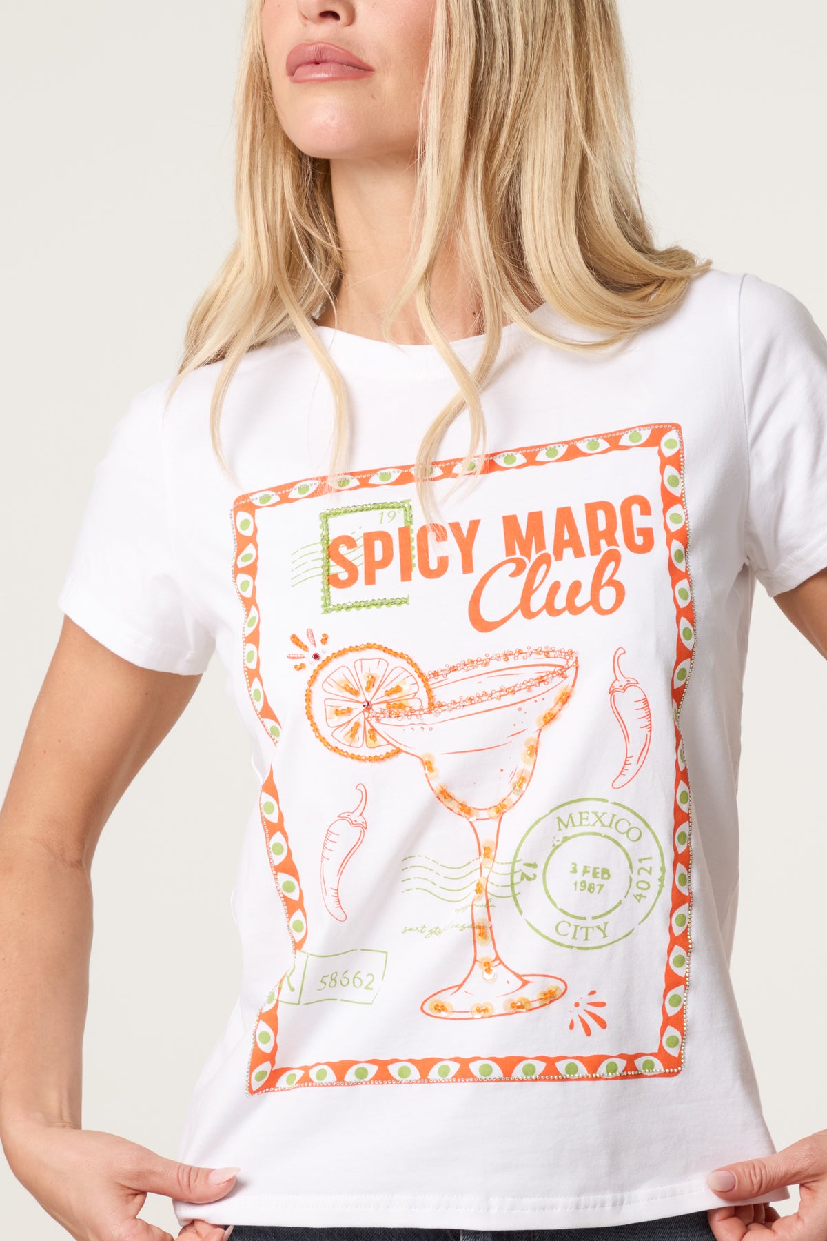 Spicy Margarita Club Embellished T-Shirt