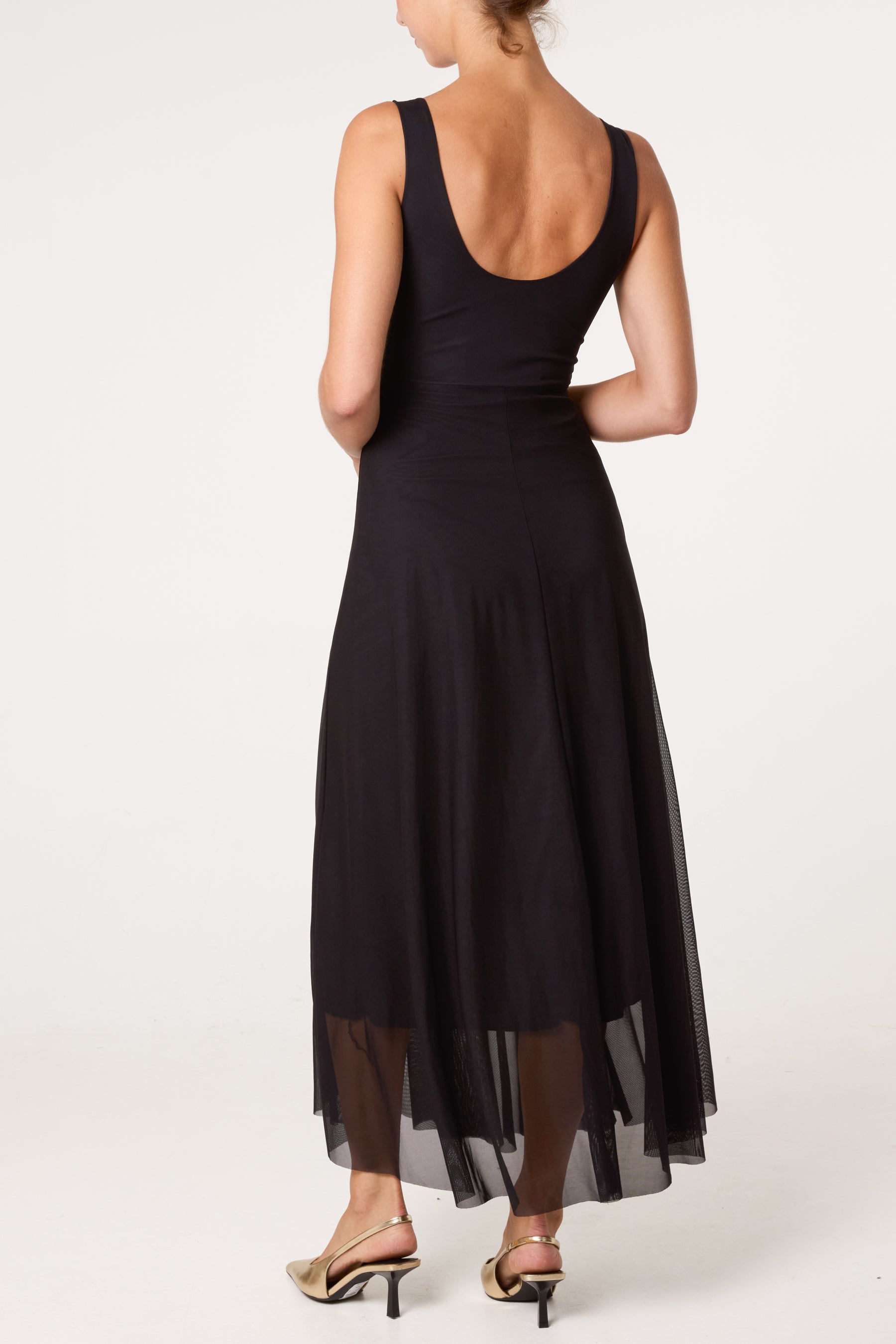 Gold Buckle Detail Maxi Evening Dress