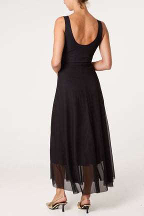 Gold Buckle Detail Maxi Evening Dress