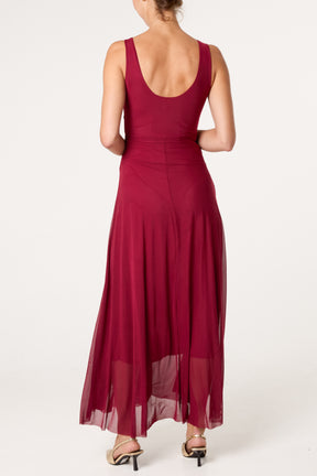 Gold Buckle Detail Maxi Evening Dress
