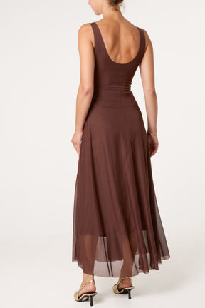 Gold Buckle Detail Maxi Evening Dress