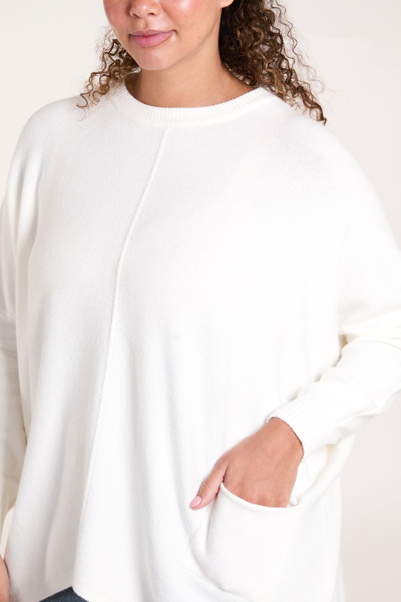 Round Neck Pocket Seam Jumper