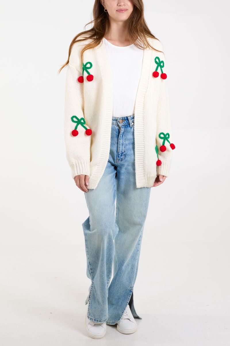 Cherry Embroidery Knit Cardigan