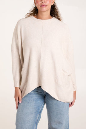 Round Neck Pocket Seam Jumper