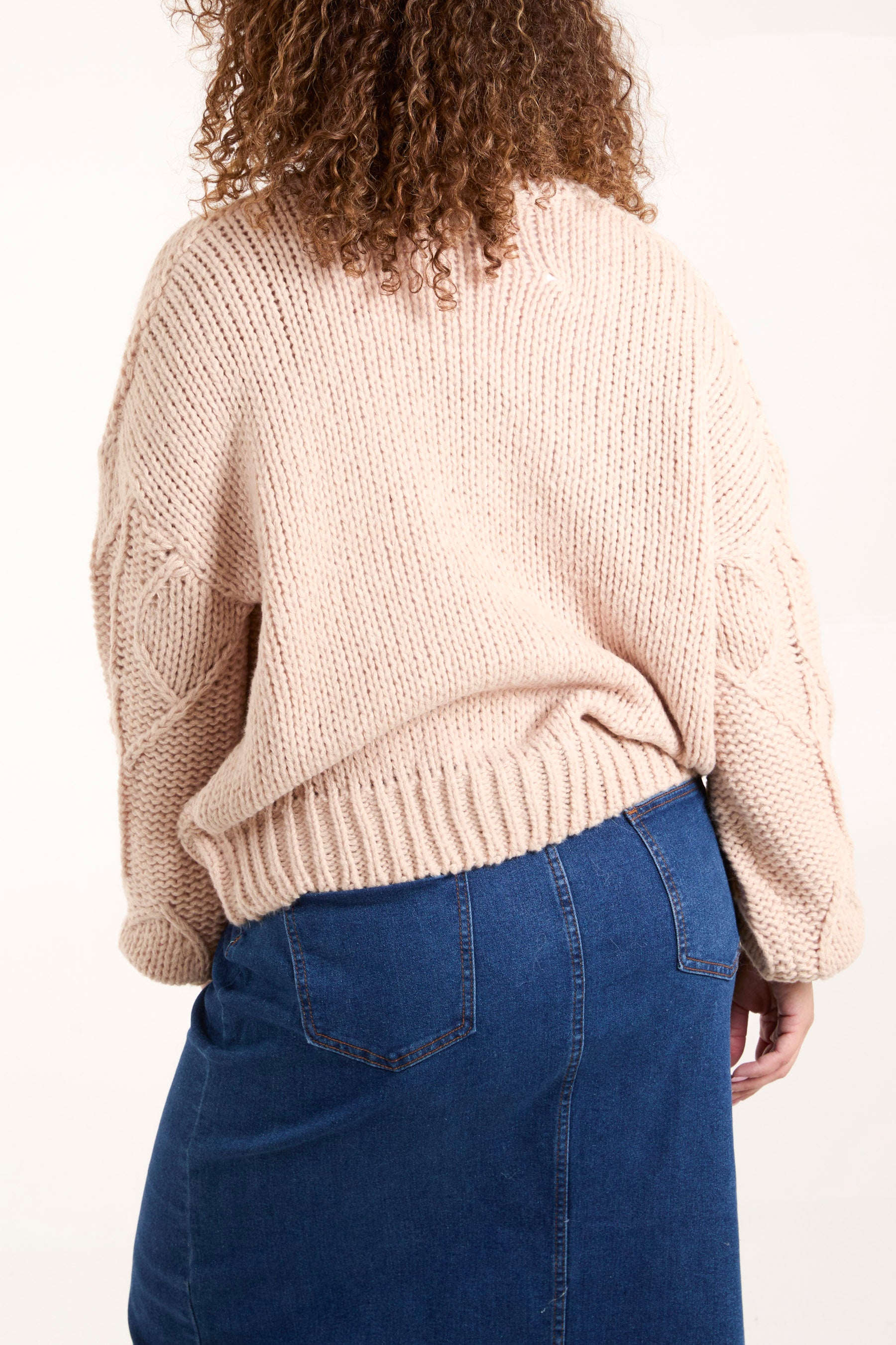 Cable Knit Flower Button Up Cardigan