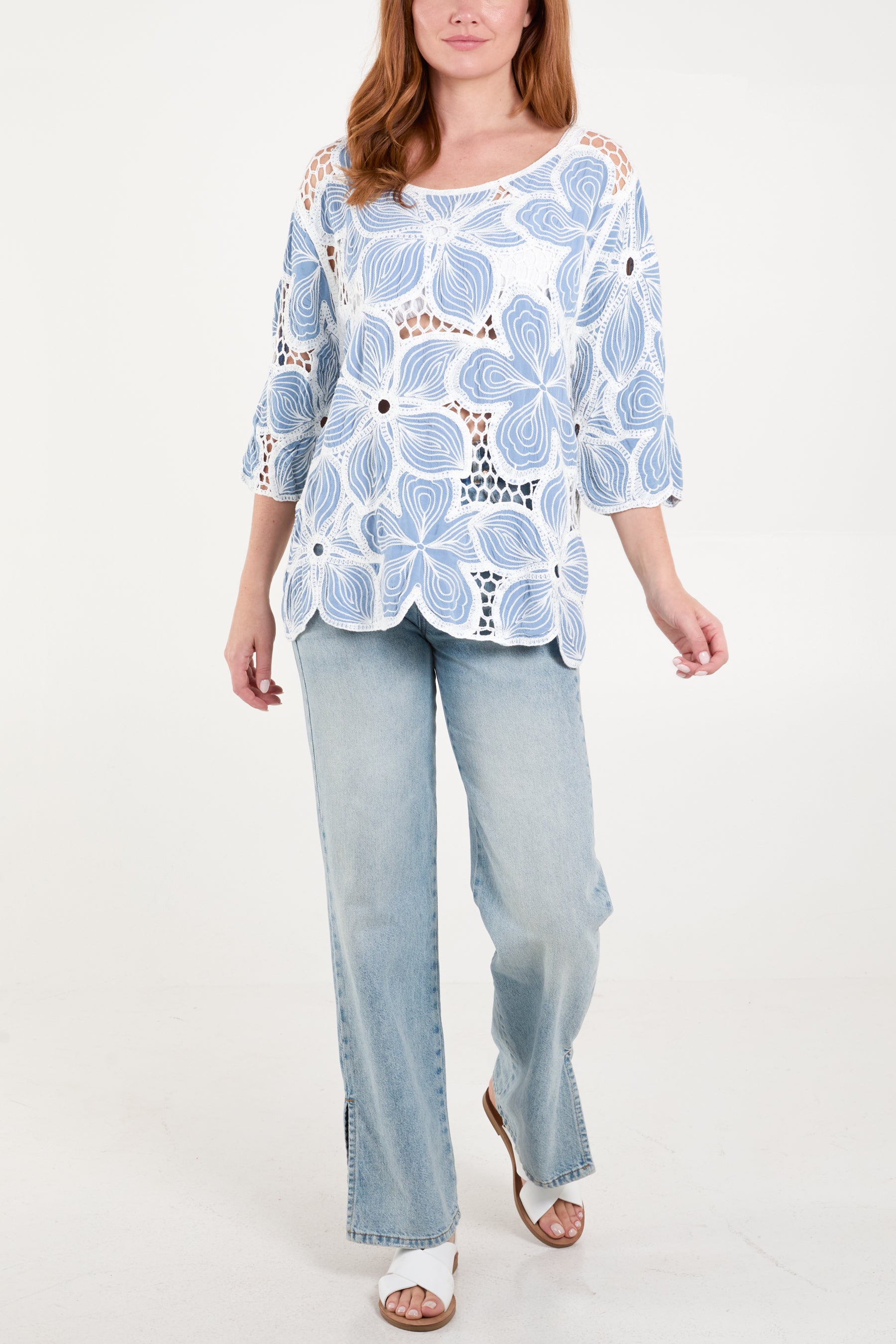 Large Floral Crochet Top
