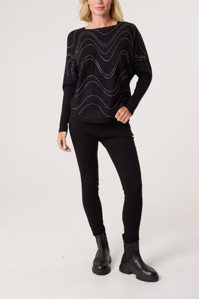 Embellished Swirl Fine Knit Jumper