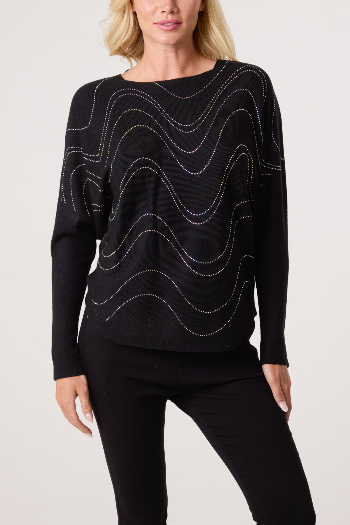 Embellished Swirl Fine Knit Jumper