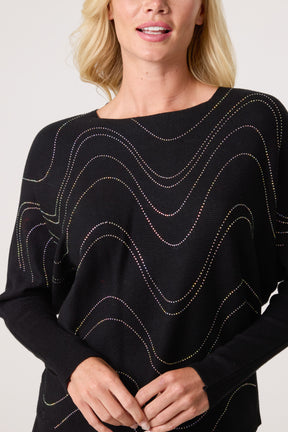 Embellished Swirl Fine Knit Jumper