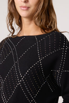 Embellished Diamond Patterned Jumper