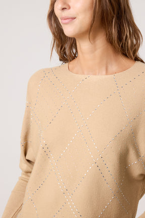 Embellished Diamond Patterned Jumper