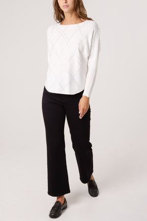 Embellished Diamond Patterned Jumper