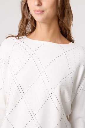 Embellished Diamond Patterned Jumper