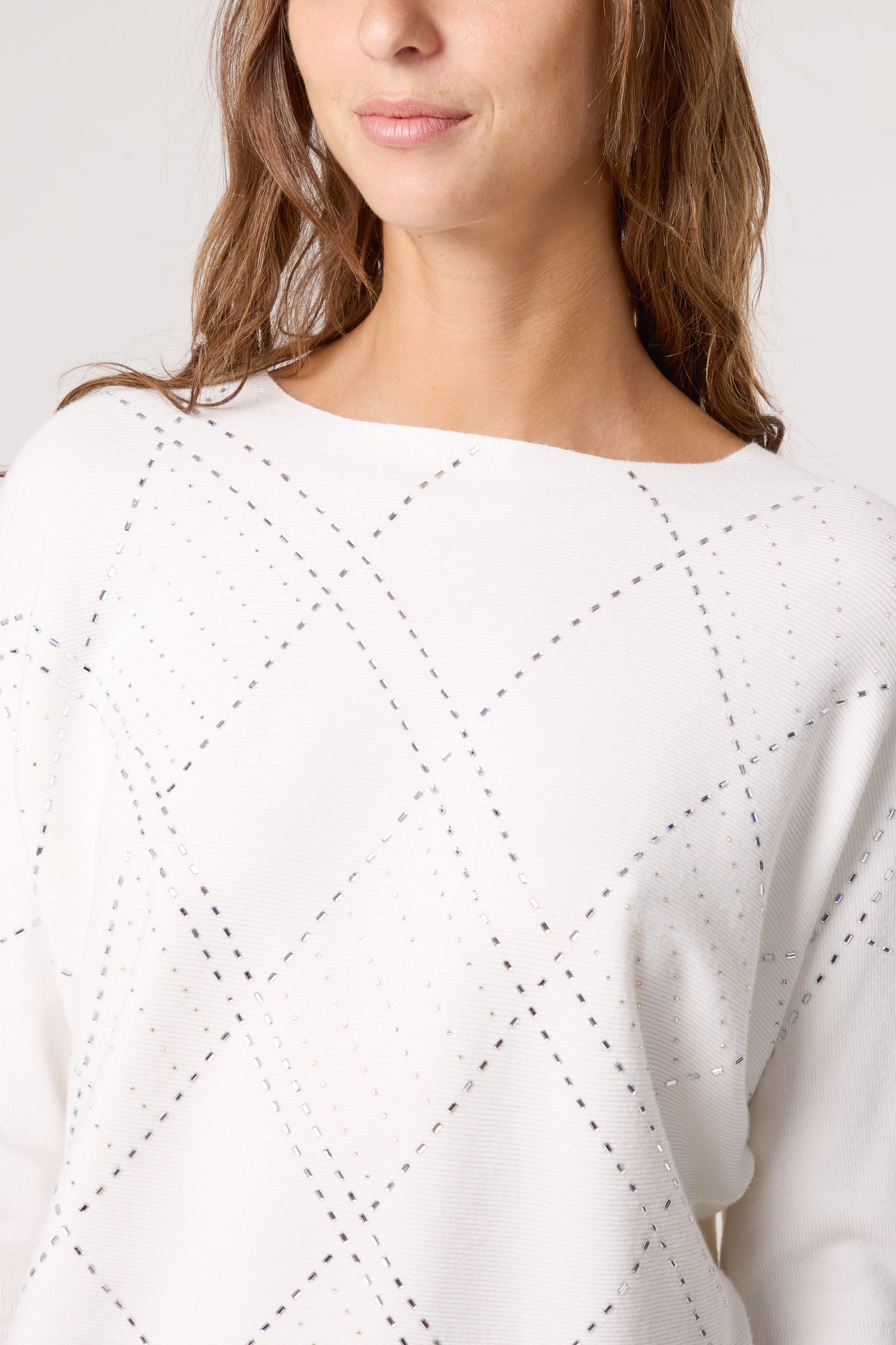 Embellished Diamond Patterned Jumper